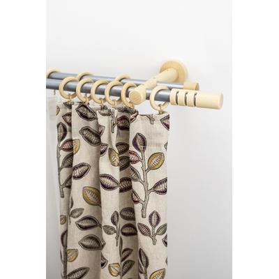 Gardinenstange GARESA "PEMPIA", beige (mattchromfarben, natur), L:440cm Ø:20mm, Holzwerkstoff, Metall, Gardinenstangen, Vorhanggarnitur, verlängerbar, Knopf m.Ausschnitten, mit Ringen Image