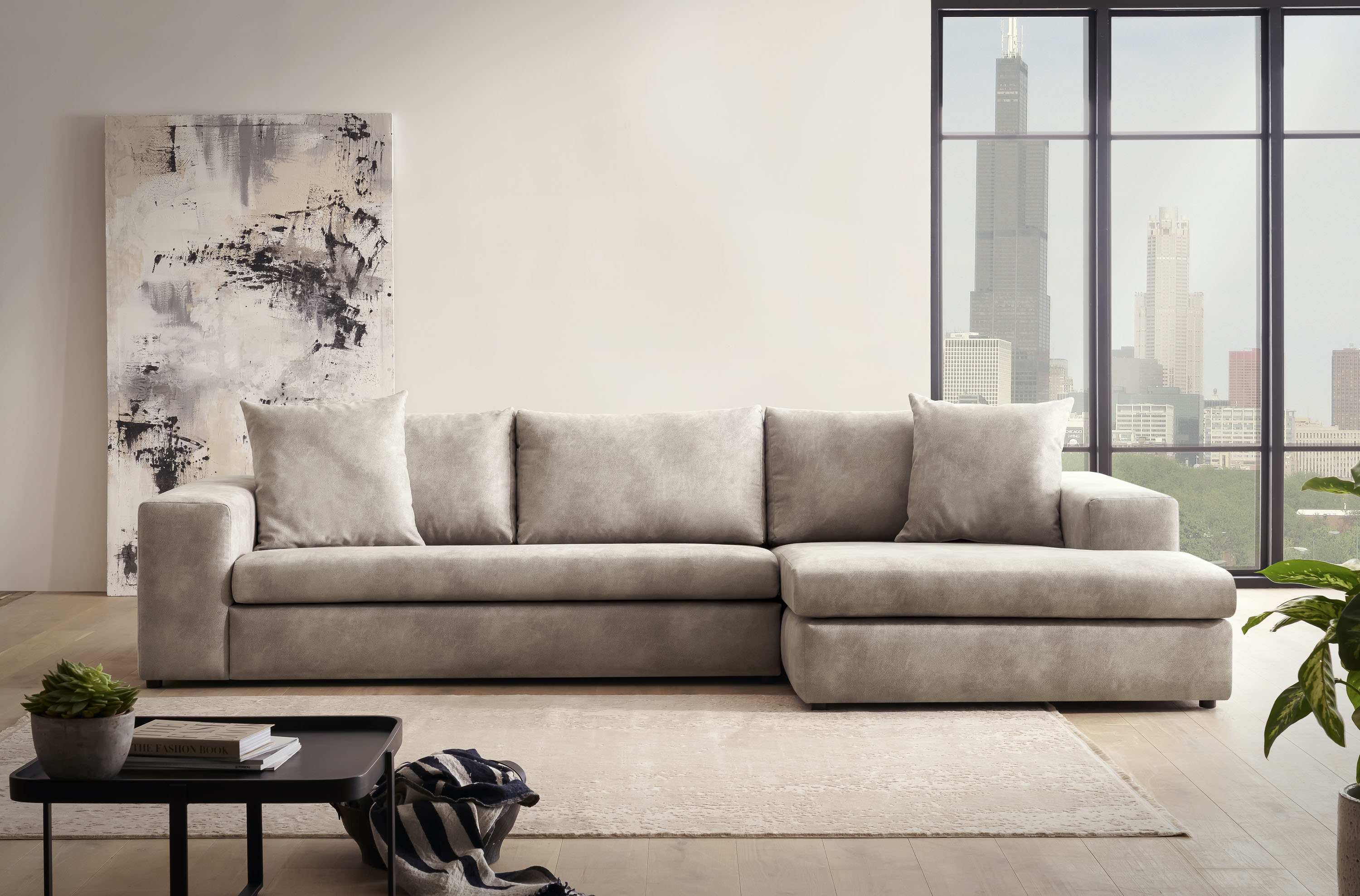 Ecksofa HOME AFFAIRE "SLEETLAND XXL in Samtvelours oder Vintage-Leder-Optik, L-Form", grau (hellgrau), B:325cm H:72cm T:167cm, Sofas, Ecksofa, besonders groß und bequem