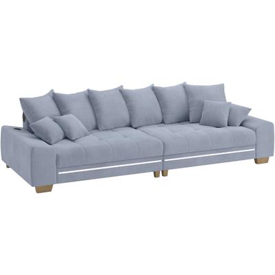 Big-Sofa MR. COUCH "Nikita II", blau (memphis 1676 blau grau), B:300cm H:88cm T:118cm, Memphis (Grundgewebe - 100% Polyester; Nutzschicht- 90% Polyester / 10% Polyamide), Sofas, RGB-LED, Bluetooth-Soundsystem, wahlweise mit Kaltschaum Image