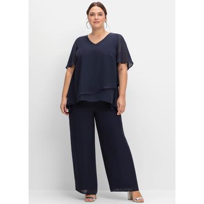 Overall SHEEGO, Damen, Gr. 58, Normalgrößen, blau (marine), 100% Polyester, unifarben, lang, Kurzarm, Overalls Image