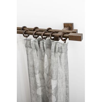 Gardinenstange GARESA "CUBUS", braun (nussbaum), L:330cm Ø:20mm, Holzwerkstoff, Gardinenstangen, Vorhanggarnitur, verlängerbar, Endknopf eckig, mit Ringe Image