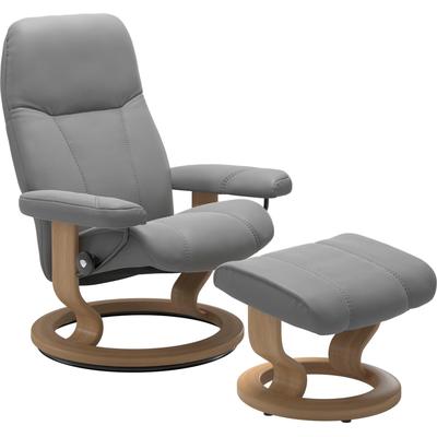 Relaxsessel STRESSLESS "Consul", grau (wild dove batick), B:72cm H:94cm T:70cm, Leder BATICK: BATICK ist ein leicht korrigiertes, durchgefärbtes und genarbtes Möbelleder, bei dem die meisten Unebenheiten und Spuren in der Regel entfernt wurden.,... Image