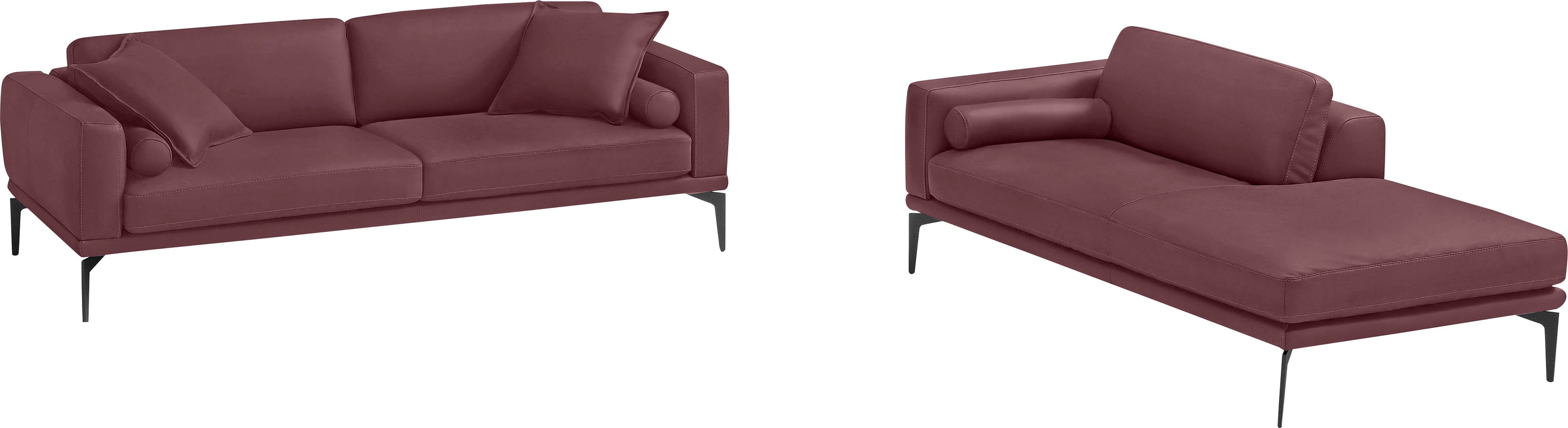 Polstergarnitur EGOITALIANO "Masu, Design trifft sensationellen Sitzkomfort", rot (burgundy,), H:95cm T:97cm, Leder CAREZZA (echtes Rindsleder) ist ein Naturleder, dass die ursprünglichen Eigenschaften der Haut nicht verändert. Das Vorhandensein von...