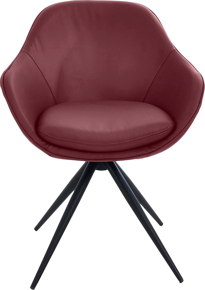 Drehstuhl K+W KOMFORT & WOHNEN "ZOOM", rot (rubin 11), B:60cm H:83cm T:57cm, Stühle, Drehstuhl, 4-Fuß Drehstuhl mit Gestell aus Metall schwarz Struktur