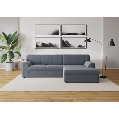 Ecksofa DOMO COLLECTION "Topper, elegant und zeitlos, kompaktes Stellmaß 245/155cm, L-Form", grau (dunkelgrau), B:245cm T:155cm, Sofas, mit Recamiere, wahlweise mit Schlaffunktion Image