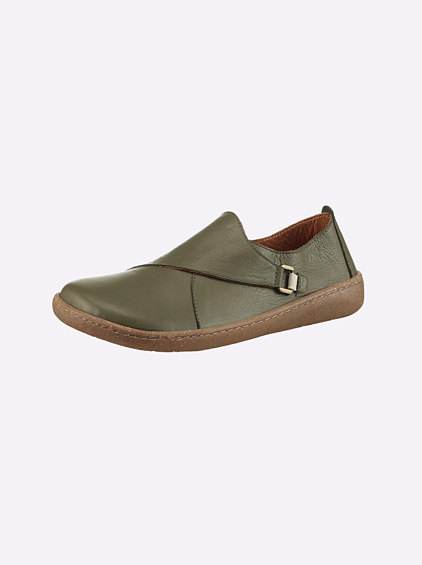 Slipper GEMINI, Damen, Gr. 41, grün (khaki), Glattleder, Schuhe Slipper