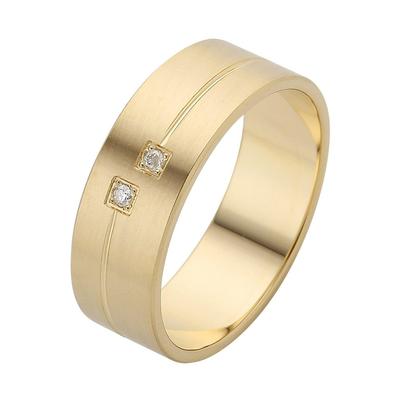 Trauring FIRETTI "Schmuck Geschenk Gold 375 Hochzeit Ehering Trauring "LIEBE" Gr. 23, gold (gelbgoldfarben), Fingerringe, 23, 0,02 ct SI = kleine Einschlüsse mit Brillanten, Gelbgold 375, 6,00mm, Made in Germany, wahlweise mit oder ohne Brillanten Image