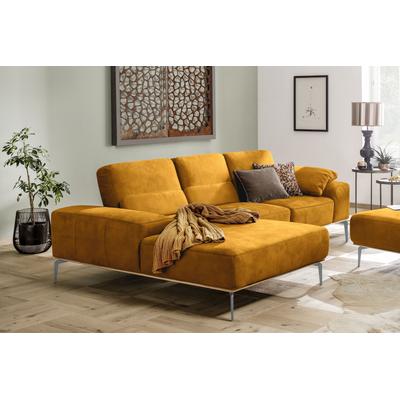 Ecksofa W.SCHILLIG "run, Designsofa mit tollem Sitzkomfort, bequem, L-Form", gelb (brandy s37), B:279cm H:88cm T:178cm, Longlife Xtra-Leder Z73: Naturwalkleder der Luxusklasse aus den erlesensten Rohhäuten. Hautstärke 1, 1 u2013 1, 3 mm, ROHLEDER... Image