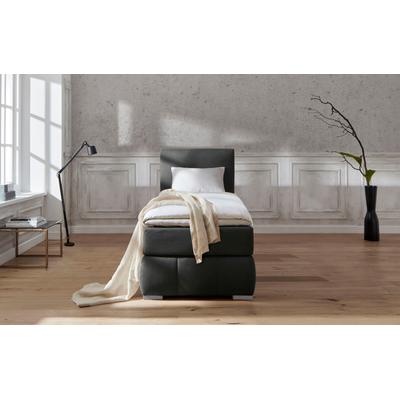 Boxspringbett "Wehma", grau (anthrazit), B:110cm L:213cm, Struktur fein (100% Polyester), GUIDO MARIA KRETSCHMER HOME & LIVING, Komplettbetten, Boxspringbett, inkl. Topper in 3 verschiedenen Matratzen, auch in Samtstoff Image