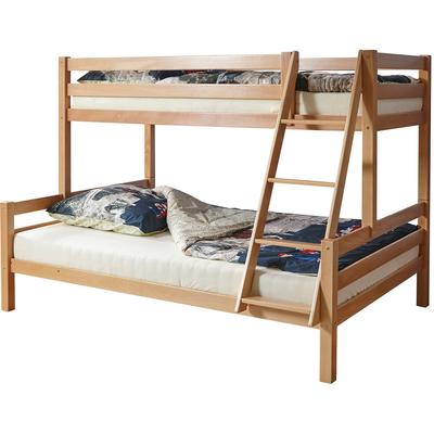 Etagenbett TICAA "Maxim", beige (natur, buche massiv natur), B:148cm H:150cm L:208cm, Etagenbetten, mit Rollrost, Buche