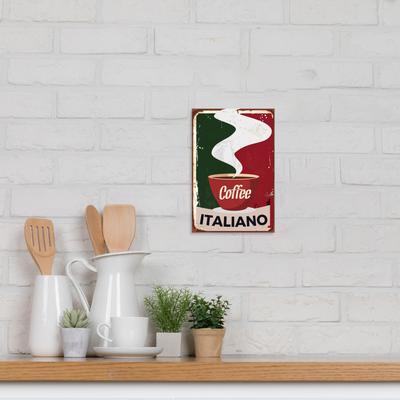 Alu-Dibond-Druck QUEENCE "Coffee Italiano", bunt (farbe bild(er): bunt), B:20cm H:30cm T:0,2cm, Alu Dibond, Bilder, Coffee, Kaffee, Küche, Sprüche, Schild Image