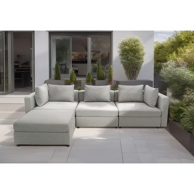 Sofa-Eckelement DOMO COLLECTION "Solskin, individuell erweiterbar/kombinierbar", silber, B:110cm H:80cm T:96cm, 100% solution dyed Acryl, Polsterelemente, mit losen Kissen. Rücken- und Seitenteile als Stecksystem. Image