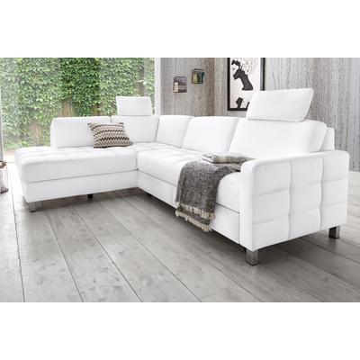 Ecksofa SIT & MORE "Pablo L-Form", weiß (altweiß), B:233cm H:78cm T:196cm, Struktur fein (100% Polyester), Struktur (100% Polyester), Sofas, wahlweise mit Bettfunktion Image