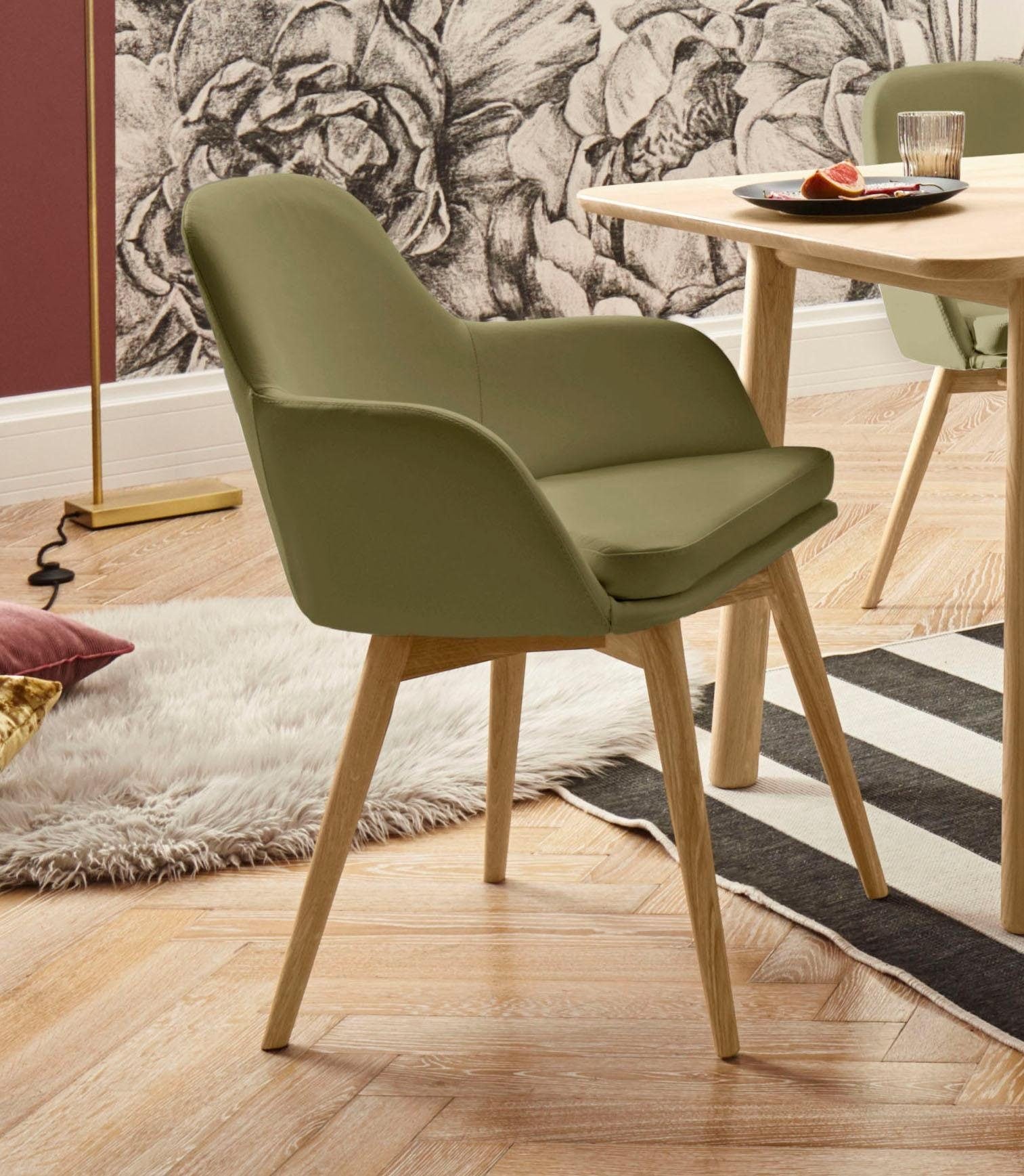 Armlehnstuhl HOME AFFAIRE "Livry", grün (applegrün), B:62cm H:83cm T:63cm, Leder, Stühle, Polsterstuhl, Schalenstuhl