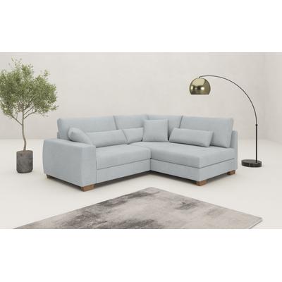 Ecksofa MR. COUCH "Helena L-Form", silber, B:227cm H:68cm T:190cm, Novaclean Avanti (100% Polyester), Sofas, Mit Federkern, wahlweise mit Bettfunktion und Taschenfederkern Image