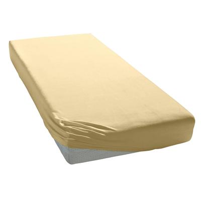 Spannbettlaken ELEGANTE "Mako-Jersey", gelb (vanille), B:120-130cm L:200-220cm, Mako-Jersey, Obermaterial: 97% Baumwolle, 3% Elasthan, Laken, in hochwertiger Qualität mit Elasthan-Anteil Image