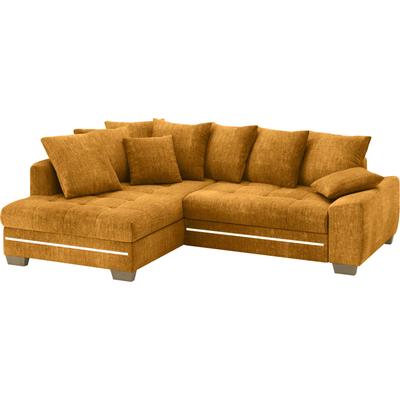 Ecksofa MR. COUCH "Nikita II, L-Form", orange (dolce 9 curry), B:243cm H:88cm T:190cm, Dolce (100% Polyester), Sofas, mit Kaltschaum, RGB-LED Beleuchtung, wahlweise mit Bett, Bettkasten Image