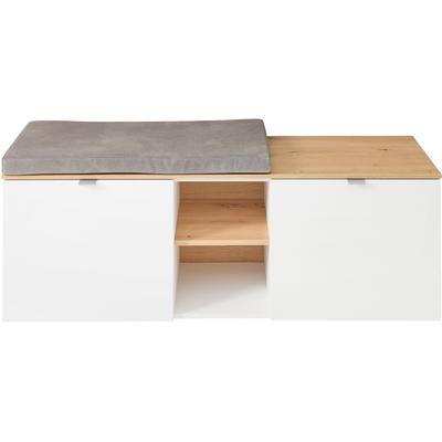 Schuhschrank INNOSTYLE "Bari Schuhbank inkl. Sitzkissen, BxHxT 128x50x38 cm", weiß, B:128cm H:50cm T:43cm, Holzwerkstoff, MDF, Schränke, 2 türig, 6 Fächer, Softclose, ABS Kantenschutz Image