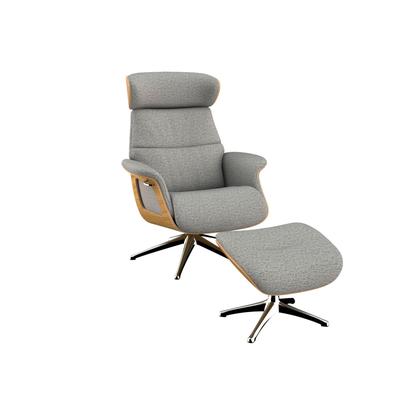 Relaxsessel FLEXLUX "Clement Rücken u. Kopfverstellung, ergonomisch, Airchannels", grau (sophisto grau), B:83cm H:112cm T:125cm, 100% Polyester, Sessel, Rücken- & Kopfteilverstellung, Drehbar, Armlehne Eiche, Fuß Alu Image