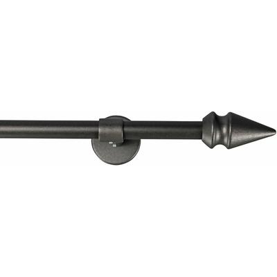 Gardinenstange GARESA "SPYRNA", grau (graphit), L:430cm Ø:16mm, Metall, Holzwerkstoff, Gardinenstangen, Vorhanggarnitur, verlängerbar, Spitze, ohne Ringe Image