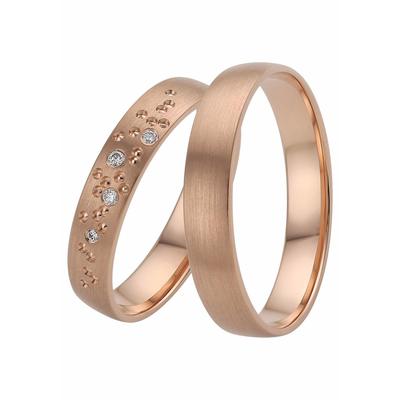 Trauring FIRETTI "Schmuck Geschenk Gold 375 Hochzeit Ehering "LIEBE" Sterne" Gr. 21, rosa (roségoldfarben), Fingerringe, 21, ohne Brillanten, Roségold 375, 4mm, Rosu00e9gold 375, Made in Germany, wahlweise mit oder ohne Brillanten Image
