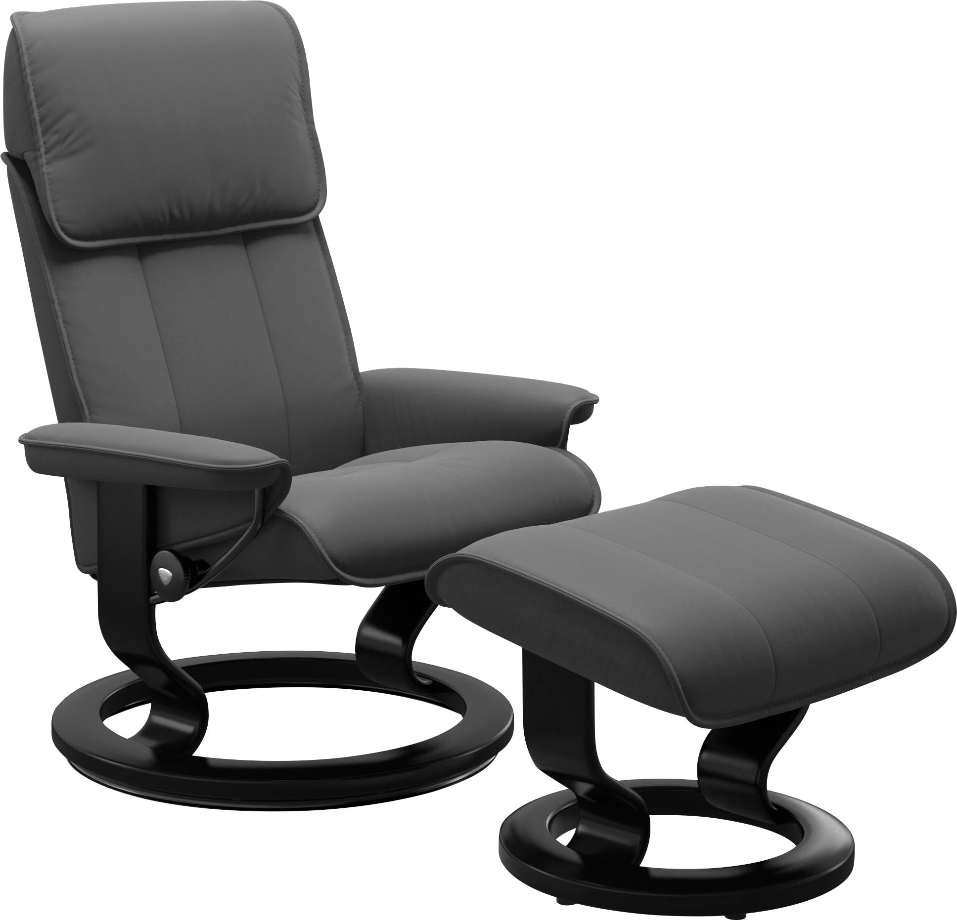 Relaxsessel STRESSLESS "Admiral", grau (grau batick), B:78cm H:98cm T:73cm, Leder BATICK: BATICK ist ein leicht korrigiertes, durchgefärbtes und genarbtes Möbelleder, bei dem die meisten Unebenheiten und Spuren in der Regel entfernt wurden., Sessel,...