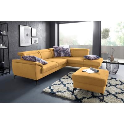 Ecksofa SIT & MORE "Percy L-Form", gelb (mustard), B:270cm H:77cm T:235cm, Sofas, 12 cm Fußhöhe, Sitztiefenverstellung, wahlweise in 2 Fußfarben Image