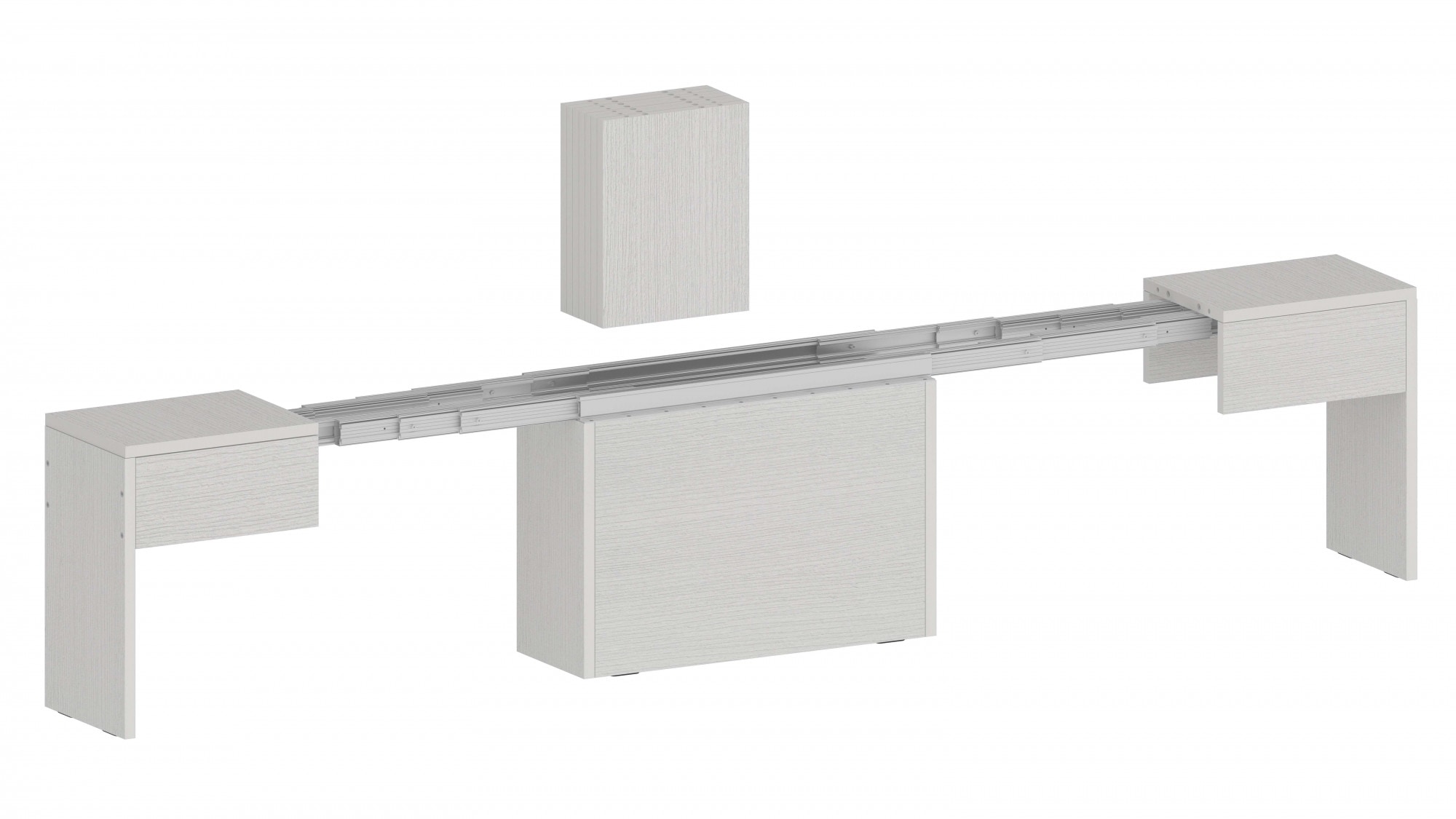 Sitzbank INOSIGN "Praktika, Sitzbank, Bank", weiß (weiß lärche), B:290cm H:45cm T:25cm, FSC-zertifizierter Holzwerkstoff, Sitzbänke, Sitzbank, mit Auszugsfunktion, ausziehbar von 66 auf 290 cm