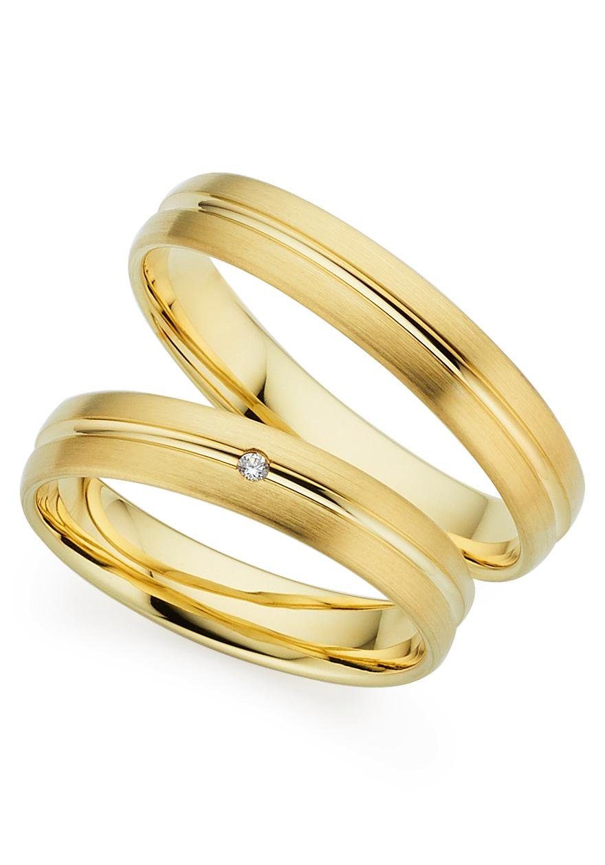 Trauring PHÖNIX "Schmuck Geschenk Gold 333 Trauring Ehering LIEBE versch. Varianten" Gr. 57, gold (gelbgoldfarben), Fingerringe, 57, 0,01 SI = kleine Einschlüsse mit Brillant, Gelbgold 333, 4mm, Made in Germany, wahlweise mit oder ohne Brillant Image