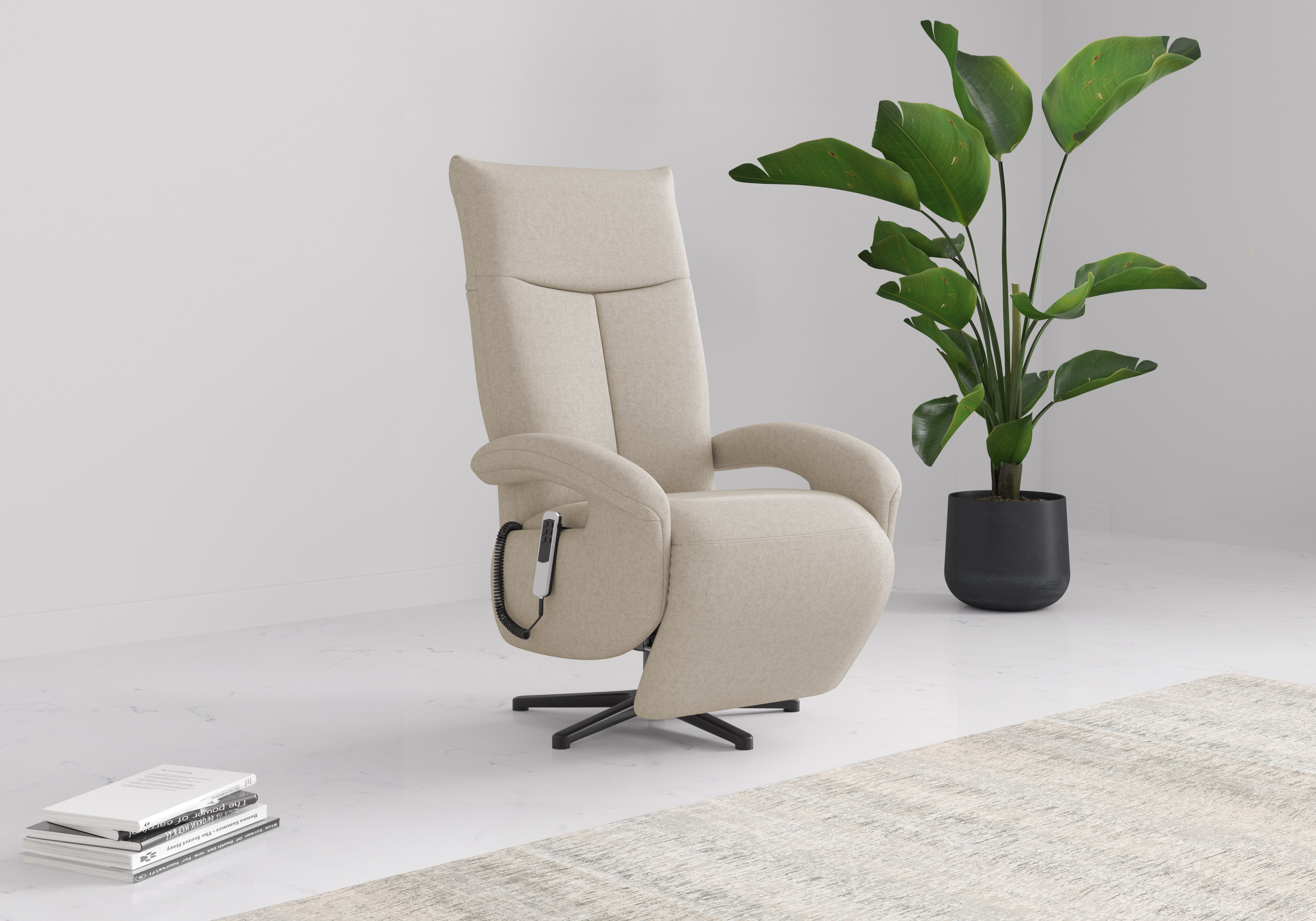 TV-Sessel SIT & MORE "TV Dance", beige (creme), B:74cm H:112cm T:82cm, 95%Polyester 5%Polyamid, Sessel, wahlweise manuell oder elektrischer Funktion mit Akku