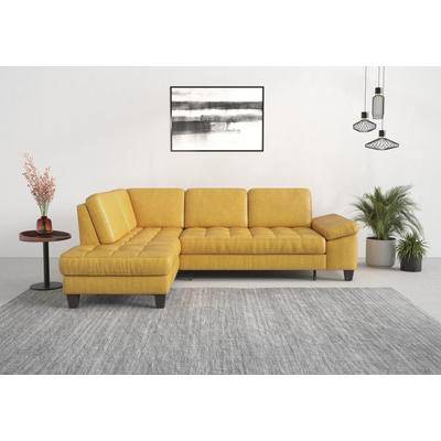 Ecksofa SIT & MORE "Westham L-Form", gelb (dijon), B:261cm H:88cm T:179cm, 100% Polyester, Sofas, mit Ottomane, mit oder ohne Bettfunktion, Bettkasten, Verstellung Image