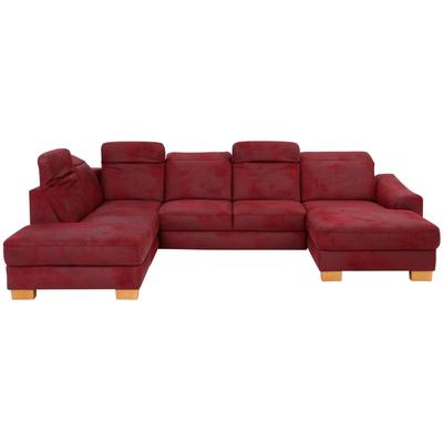 Wohnlandschaft HOME AFFAIRE "Dundee U-Form", rot (bordeaux), B:338cm H:86cm T:219cm, Luxus-Microfaser Florence (100% Polyester), Sofas, wahlweise mit Kopfteilverstellung und zusätzlich mit Bettfunktion Image
