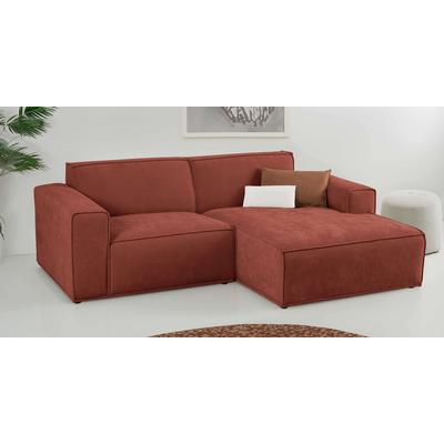 Ecksofa HOME AFFAIRE "Avelin, 228 cm, L-Form, Chenille, Struktur-Boucle", rot (brick rot), B:228cm H:75cm T:156cm, 100% Polyester, Sofas, mit Wellenunterfederung, Kedernaht, bodentief, Skandi-Design Image