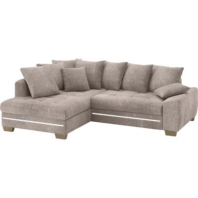 Ecksofa MR. COUCH "Nikita II, L-Form", grau (dolce 4 taupe), B:243cm H:88cm T:190cm, Dolce (100% Polyester), Sofas, mit RGB-LED Beleuchtung, wahlweise mit Bett, Bettkasten, Kaltschaum Image