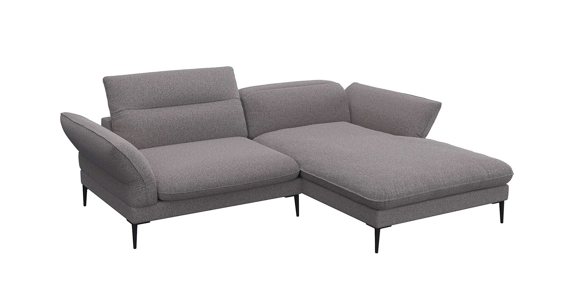FLEXLUX "Salino, Funktionssofa mit Recamiere, Relaxsofa, Ecksofa" Sofa mit Arm- und Kopfteil-Verstellungen, Kaltschaum & Stahl-Wellen