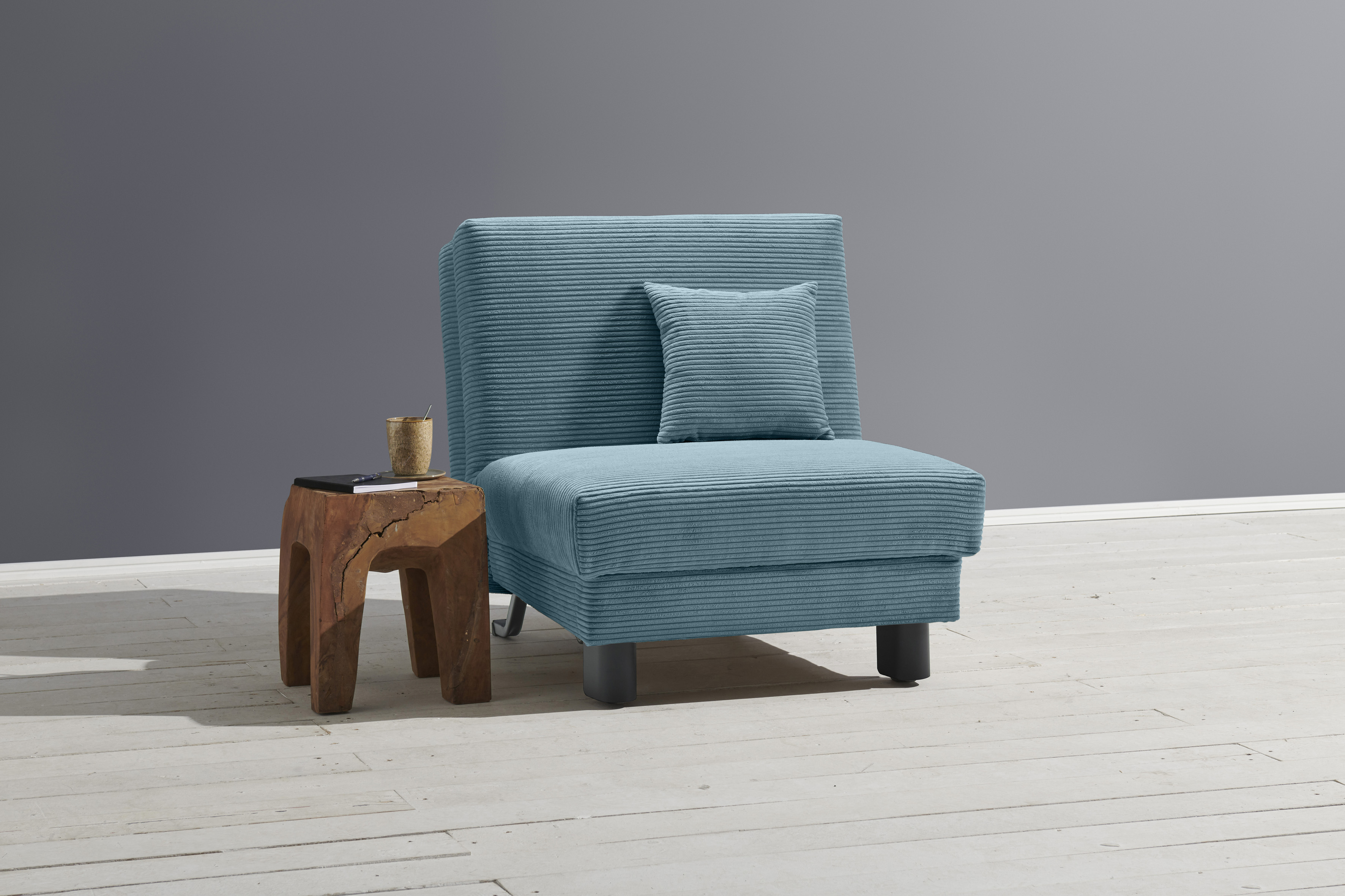 Sessel ELL + ELL "Enny", blau (petrol), B:85cm H:85cm T:100cm, 92% Polyester 8% Nylon, Sessel, Schlafsessel Einzelsessel