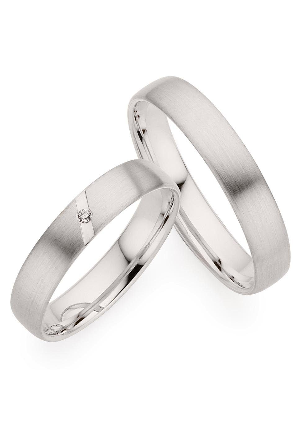 Trauring PHÖNIX "Schmuck Geschenk Gold 333 Trauring Ehering LIEBE versch. Varianten" Gr. 61, weiß (weißgoldfarben), Fingerringe, 61, ohne Brillant, Weißgold 333, 4mm, Made in Germany, wahlweise mit oder ohne Brillant Image