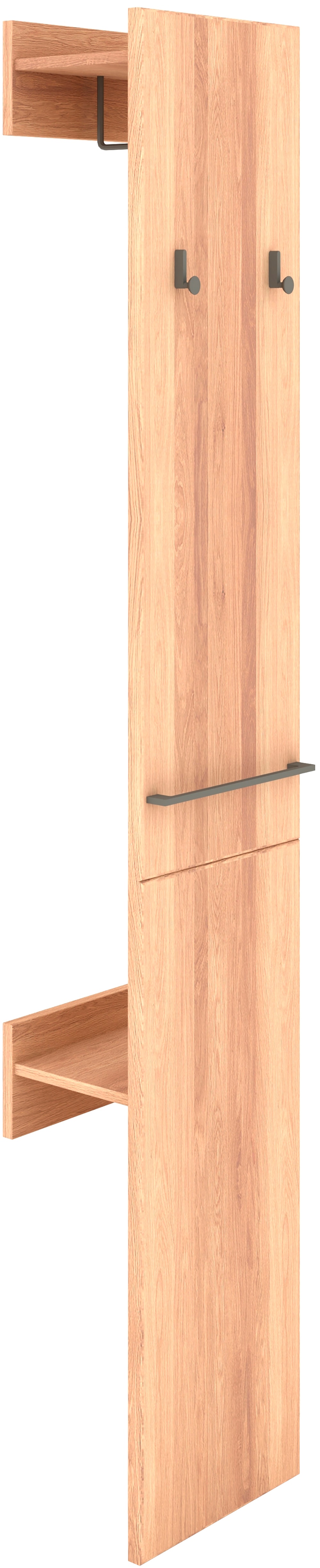 Garderobe MUSTERRING "Sorrent, Garderobenpaneel, Wandregal, massiv Eiche", braun, Massivholz, Garderobenpaneele, mit Ablage & Haken