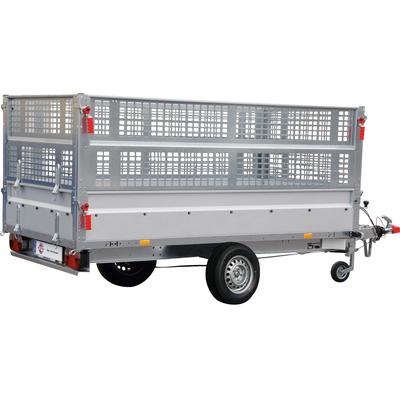 PKW-Anhänger STEMA "BASIC SH 1300-25-13", silber (silberfarben), KFZ-Anhänger, inkl. Gitteraufsatz und Flachplane