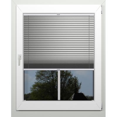 Plissee INDEKO "Thermo-Deluxe", grau (grau, metallfarben, weiß, weiß), B:45cm H:130cm, Obermaterial: 94% Polyester, 6% sonstige Fasern, Plissees, zur Montage in der Glasleiste, nach Maß Image
