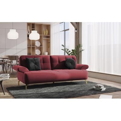 2,5-Sitzer SIT & MORE "Orient 1", rot, B:218cm H:88cm T:93cm, 100% Polyester, Sofas, inkl. 2 Zierkissen mit Strass-Stein, goldfarbene Metallfüße Image