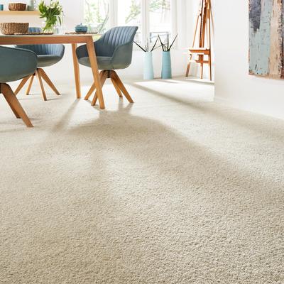 Teppichboden ANDIAMO "Verona, Velours, Made in Belgium", beige (hellbeige), B:400cm H:6mm L:300cm, Kunstfaser, Teppiche, Uni Farben, Breite 400 cm oder 500 cm, strapazierfähig, pflegeleicht Image