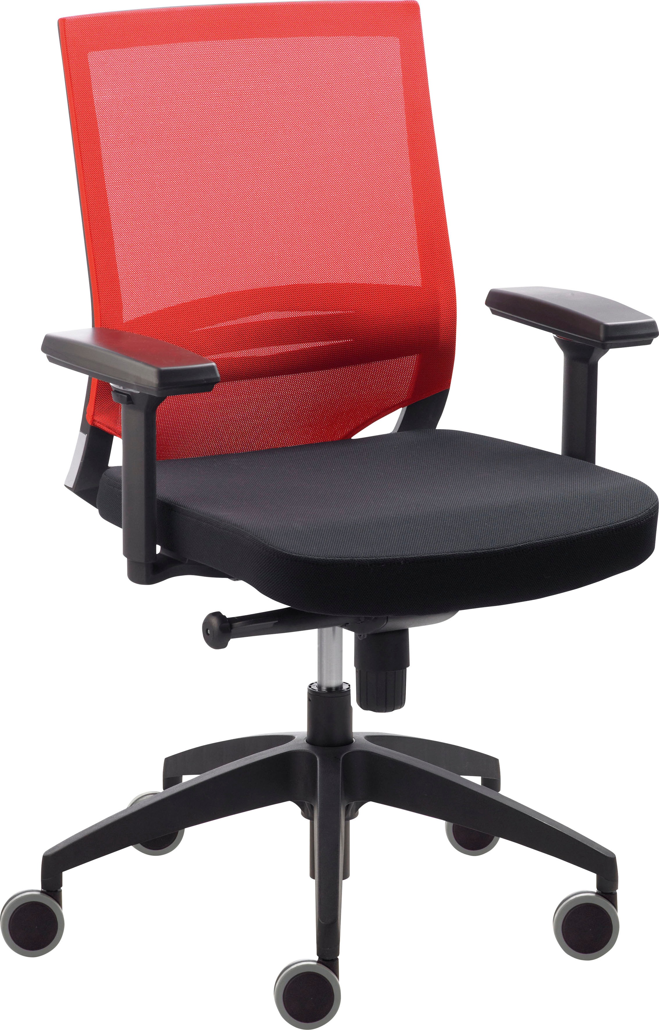 Drehstuhl MAYER SITZMÖBEL "2475", rot (rot, schwarz, schwarz), B:65cm H:94cm T:60cm, Stühle, Drehstuhl