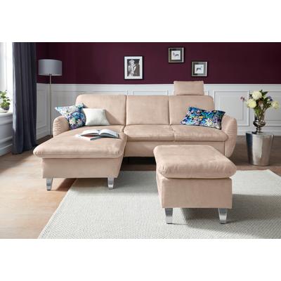 Ecksofa SIT & MORE "Daytona L-Form", beige (creme), B:245cm H:93cm T:164cm, Sofas, mit Federkern, einer Kopfstütze und wahlweise mit Bettfunktion Image