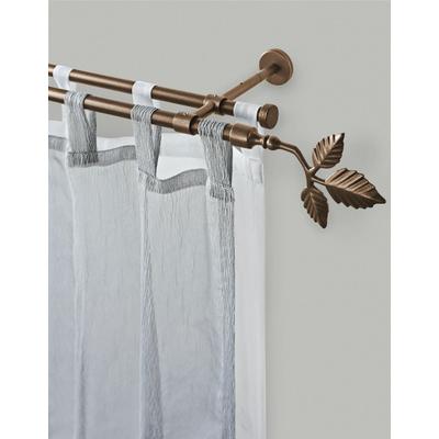 Gardinenstange GARESA "SHEET", braun (bronzefarben), L:240cm Ø:16mm, Metall, Gardinenstangen, Vorhanggarnitur, verlängerbar, Knopf mit Blätter, ohne Ringe Image