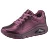 Sneaker SKECHERS "UNO ICON - LUSTROUS AIR", Damen, Gr. 37, rot (weinfarben), Leder, metallic, modisch, Schuhe, Keilsneaker, Plateausneaker, Schnürschuh im Metallic Look