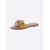 Pantolette HEINE, Damen, Gr. 39, bunt (gelb, bunt), Leder, Veloursleder, Glattleder, Glattleder, modisch, Schuhe