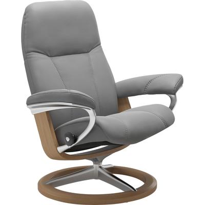 Relaxsessel STRESSLESS "Consul", grau (wild dove batick), B:82cm H:102cm T:72cm, Leder BATICK: BATICK ist ein leicht korrigiertes, durchgefärbtes und genarbtes Möbelleder, bei dem die meisten Unebenheiten und Spuren in der Regel entfernt wurden.,... Image