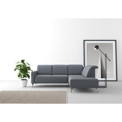 Ecksofa SIT & MORE "Bailando L-Form", blau (blaugrau), B:249cm H:84cm T:205cm, Sofas, wahlweise mit Kopfteilverstellung und Vorziehsitz, motorisch Image