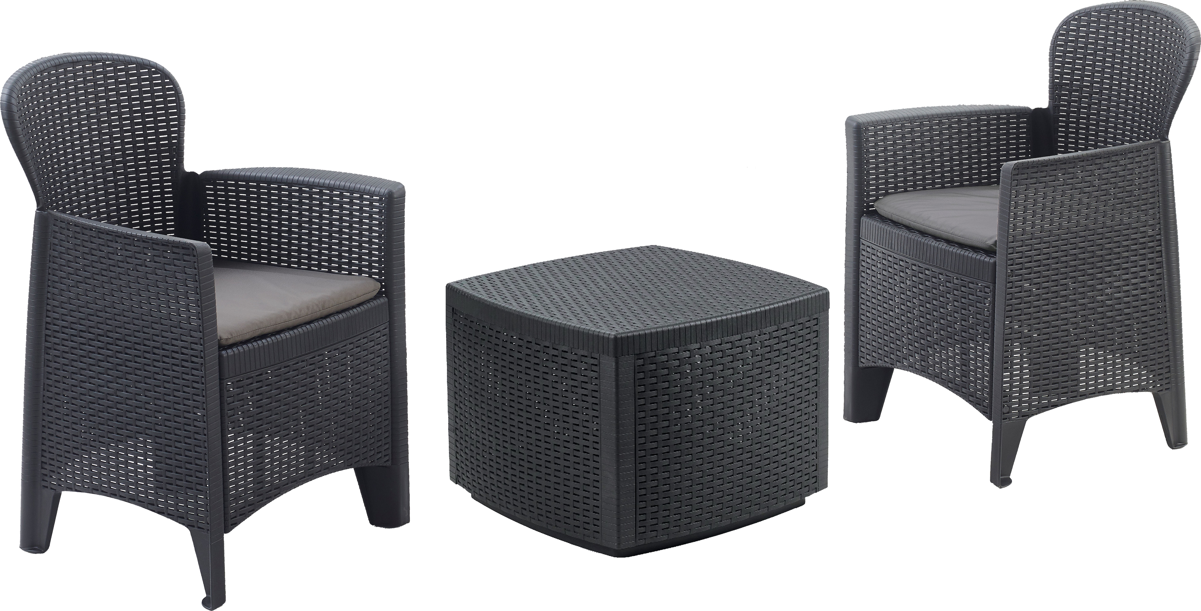 Loungeset BEST "Trente", grau (anthrazit,), B:59cm H:85,5cm T:57cm, Polypropylen, Sitzmöbel-Sets, Lounge-Set 3-tlg. Image